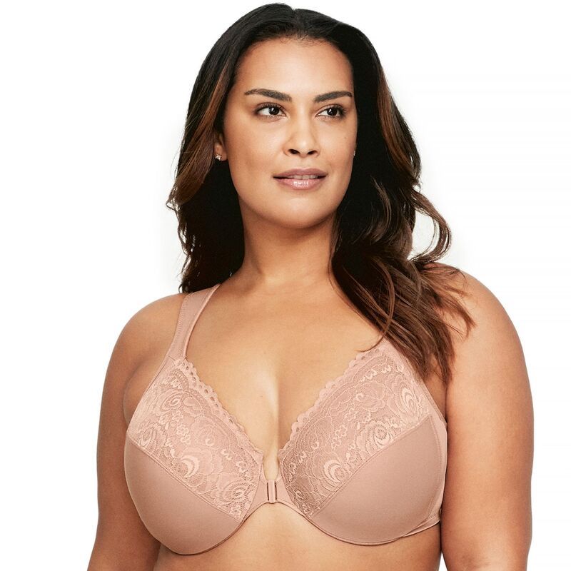 グラマライズ レディース アンダーウェア ブラジャー プラスサイズ Plusize Glamorise FullFigure Wonderwire Front Close Bra 1245 Cappucino