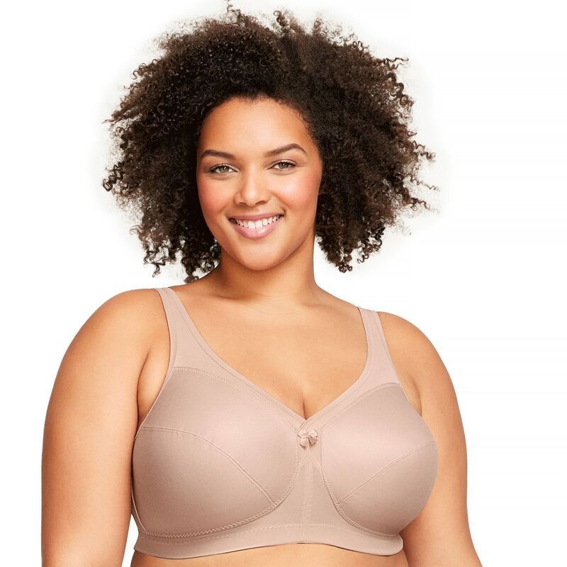 グラマライズ レディース アンダーウェア ブラジャー プラスサイズ Plusize Glamorise FullFigure MagicLift Active Wirefree Support Bra 1005 Cafe