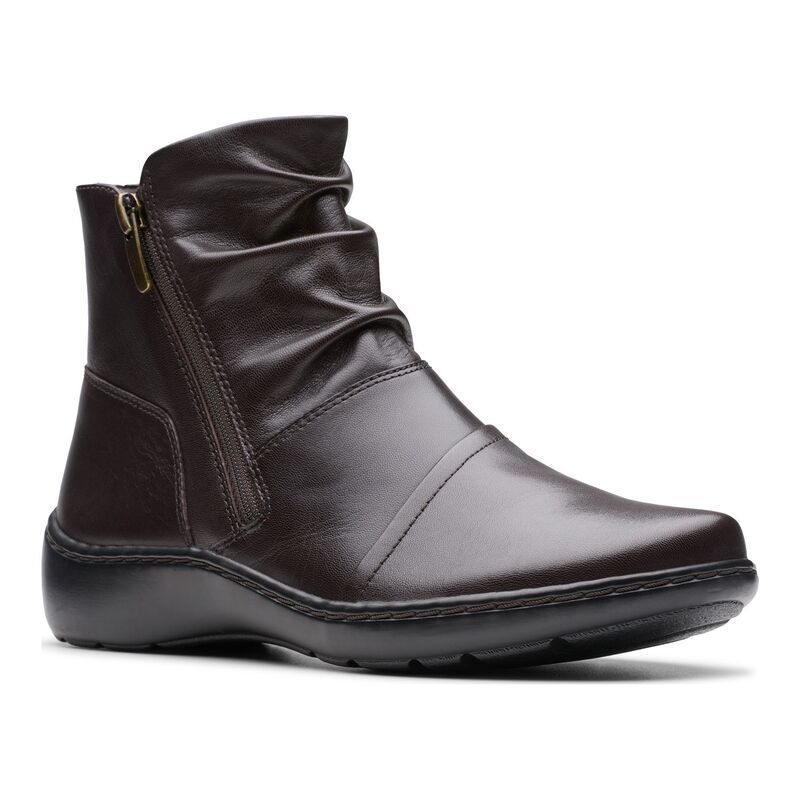 クラークス レディース シューズ ブーツ・レインブーツ レザー Clarks Cora Pace Womens Leather Boots Chocolate チョコレート