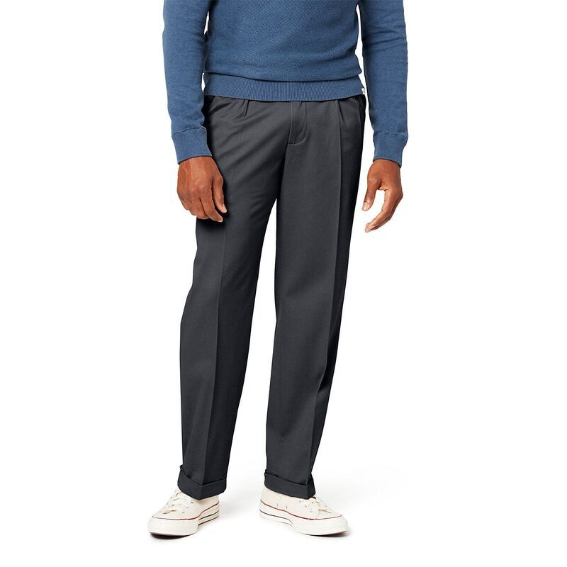 ドッカーズ メンズ ボトムス カジュアルパンツ リラックスフィット プリーツ Mens Dockers Relaxed Fit Comfort Stretch Pleated Cuffed Khaki Pants Heather Gray グレー