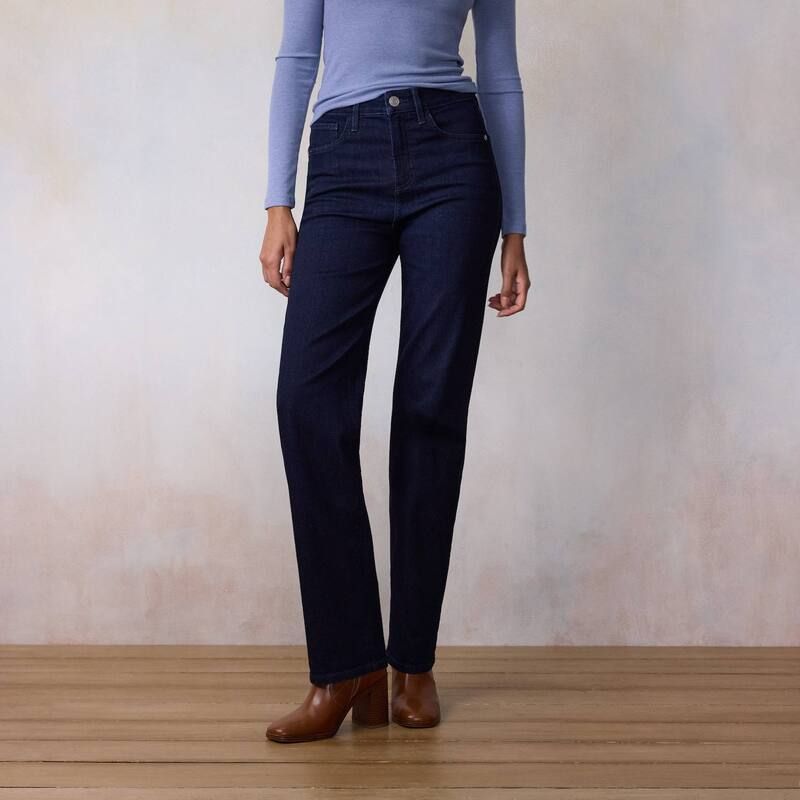 LC Lauren Conrad レディース ボトムス デニムパンツ ジーンズ Womens LC Lauren Conrad Super High Rise True Straight Raw Hem Jeans Dark Rinse Denim デニム