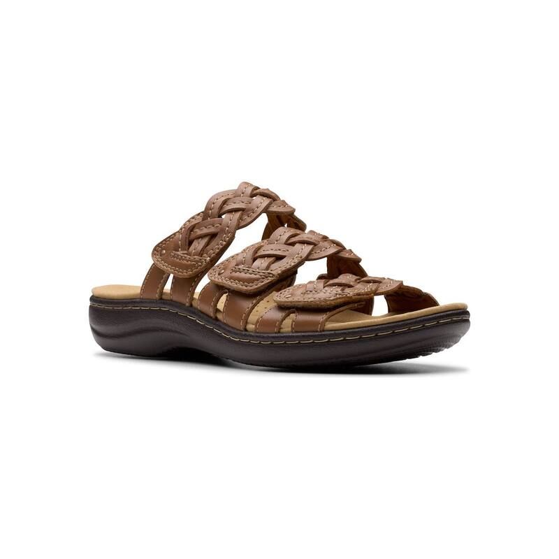 クラークス レディース シューズ サンダル レザー Clarks Womens Laurieann Rio Leather Slide Sandals Tan Leather タン