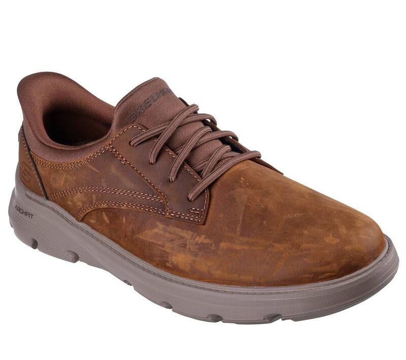 スケッチャーズ メンズ シューズ オックスフォード リラックスフィット Skechers Hands Free Slipins Relaxed Fit Arch Fit Garza Langston Menshoes Brown ブラウン