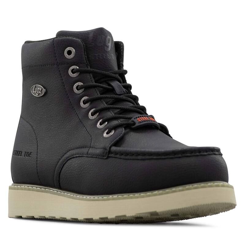 ラグズ メンズ シューズ ブーツ・レインブーツ Tシャツ Lugz Monterey Steel Toe Wide Mens Walking Boots Black Cream Gum クリーム