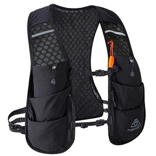 【新品】[Haimont] ランニング リュック 5L トレイルザック ランニング ベスト 夏 夜光反射 ホイッスル付き 男女兼用 ボトル&水袋対応 ハイドレーションバッグ 給水ベスト f447fa69