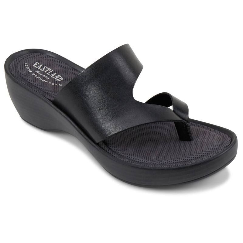 イーストランド レディース シューズ サンダル レザー Eastland Laurel Womens Leather Wedge Sandals Black ブラック