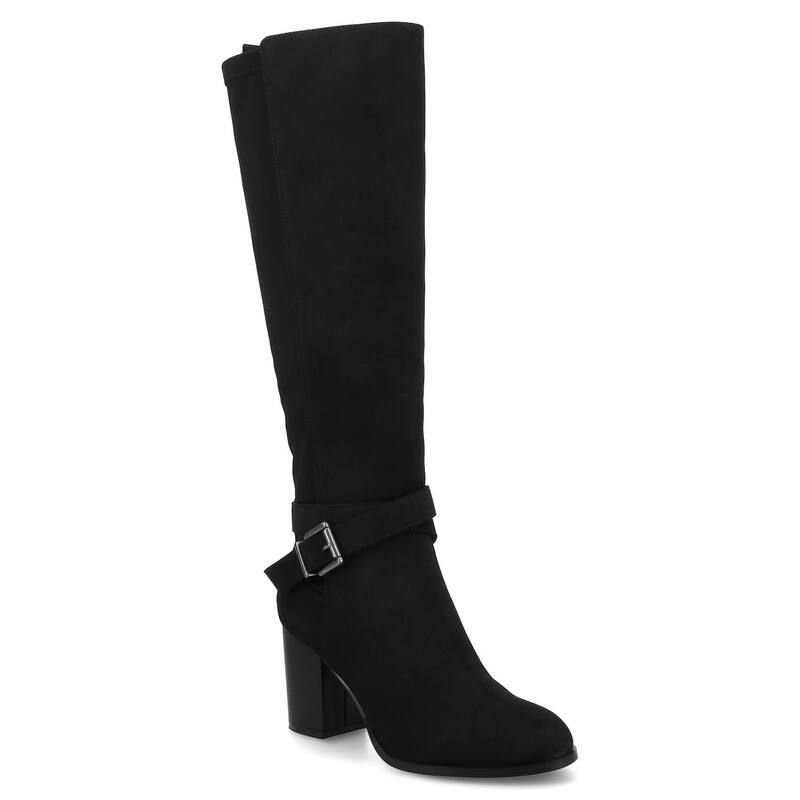 ジャーニー レディース シューズ ブーツ・レインブーツ Journee Avalonn Womens KneeHigh Dress Boots in Regular Wide Extra Wide Calf Black Suede ブラック