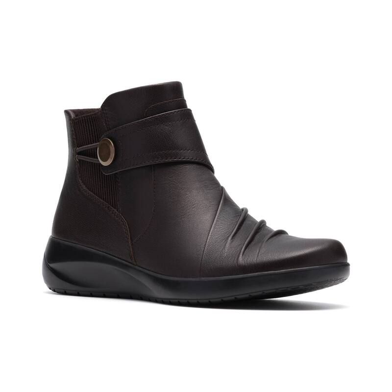 クラークス レディース シューズ ブーツ・レインブーツ アンクル レザー ヒール Clarks Kaetlyn Sara Womens Leather Block Heel Ankle Boots Chocolate Leather チョコレート