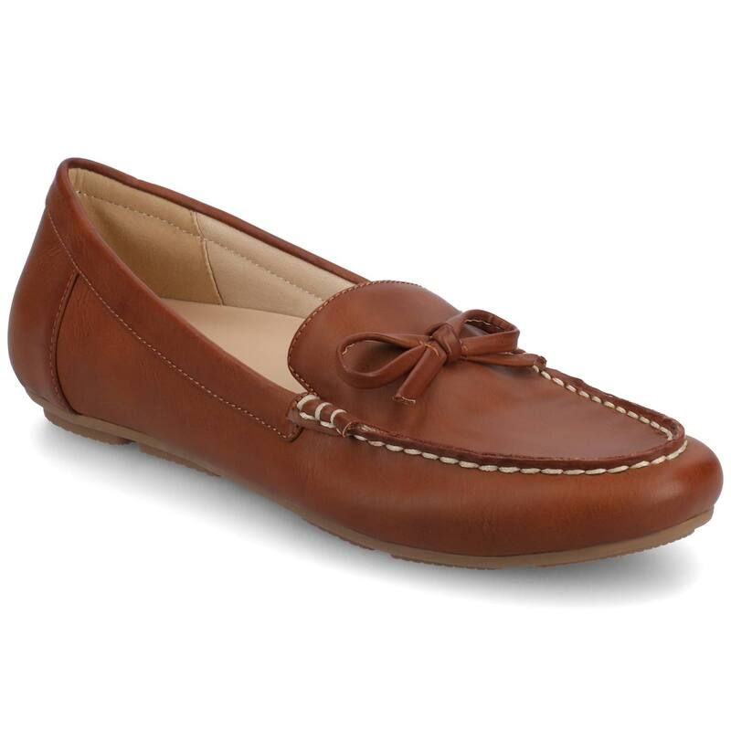 ジャーニー レディース シューズ スリッポン・ローファー Journee Novella Medium and Wide Width Womens Flexible Round Toe Loafers Cognac