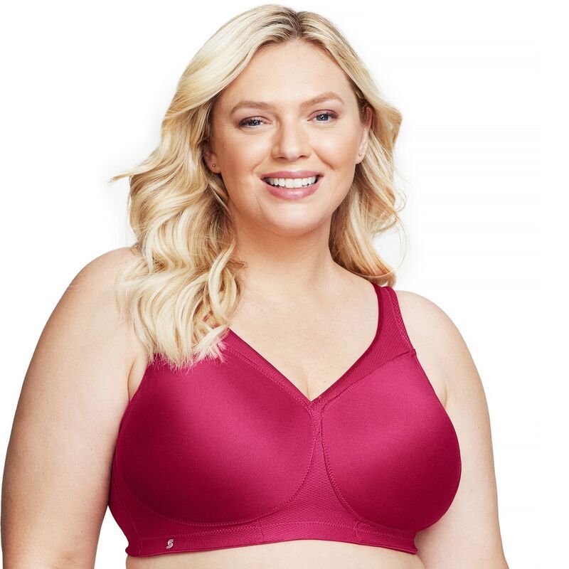 グラマライズ レディース アンダーウェア ブラジャー プラスサイズ Plusize Glamorise FullFigure MagicLift Seamless Wirefree Sports Bra 1006 Ruby Red レッド