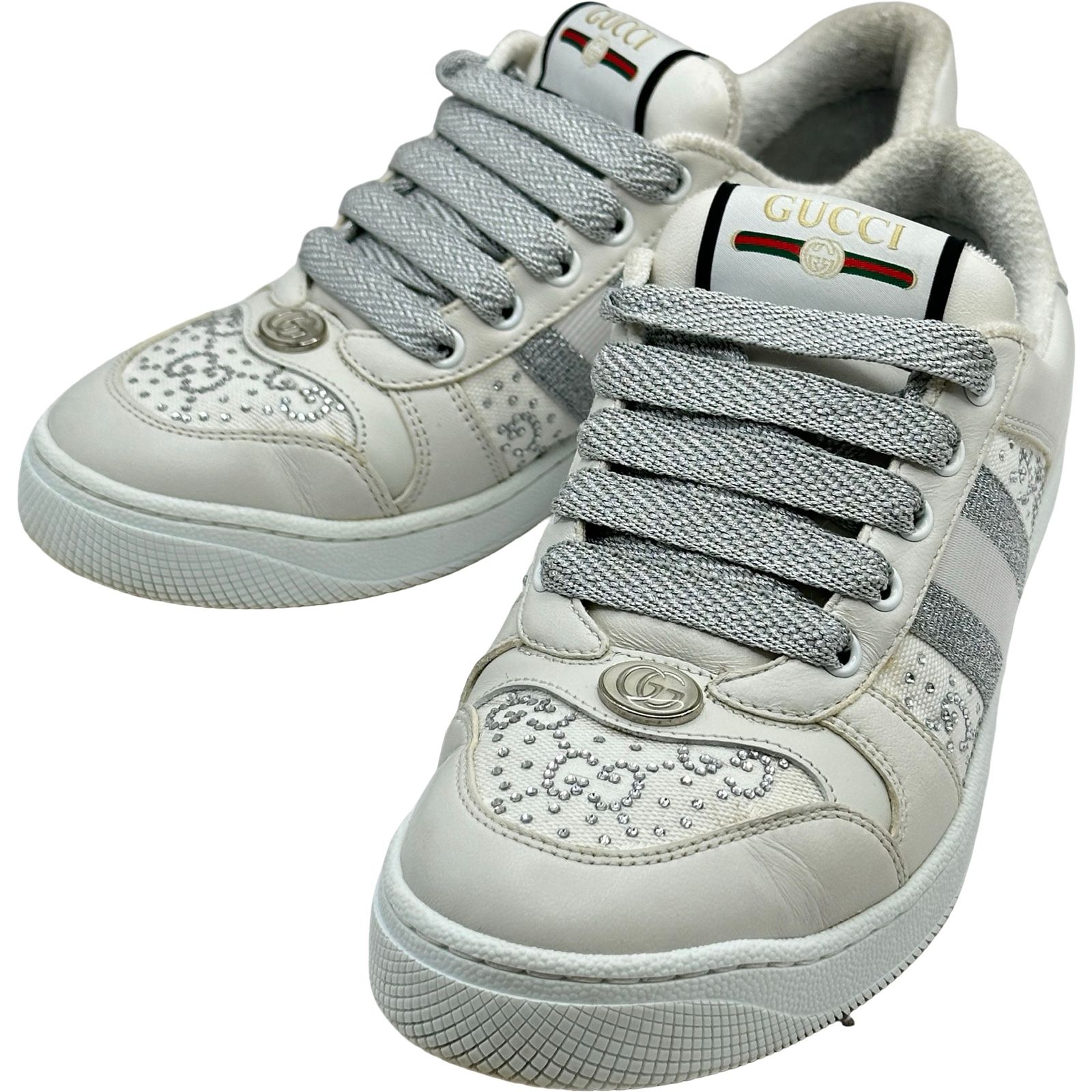 グッチ GUCCI GGラインストーン装飾ローカットスニーカー 732193 ホワイト レディース スニーカー