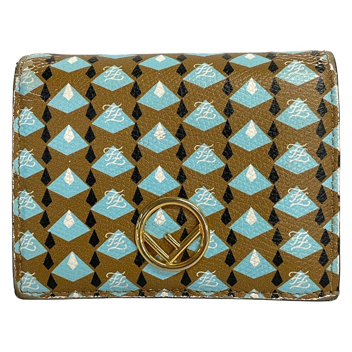 FENDI(フェンディ) 2つ折り財布 エフイズフェンディ 8M0420 ブラウン×ライトブルー×マルチ レザー