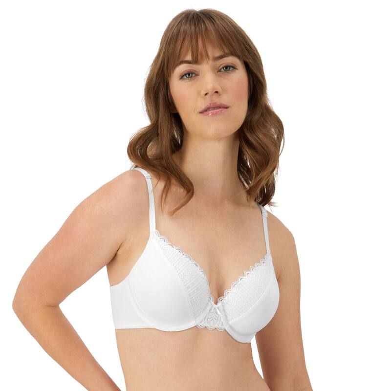 メイデンフォーム レディース アンダーウェア ブラジャー レーストリム レース Maidenform Comfort Devotion Full Coverage Lace Trim Bra 9404 White ホワイト