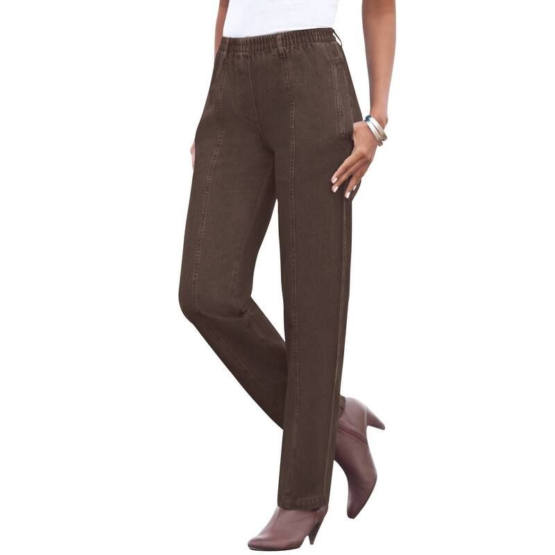 ロアマンズ レディース ボトムス デニムパンツ プラスサイズ コットン Roamans Womens Plusize Complete Cotton Seamed Jean Chocolate チョコレート