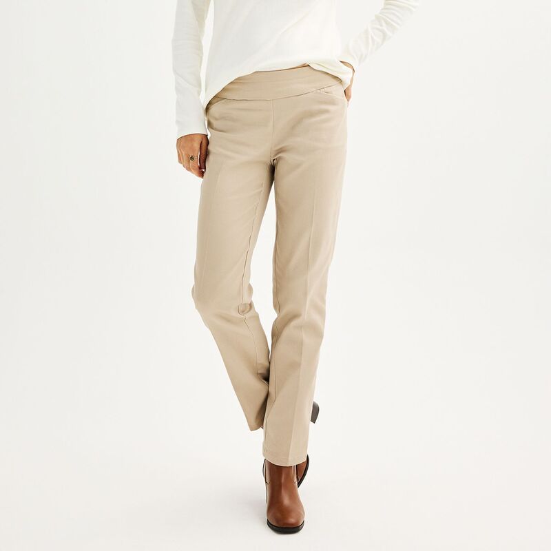 クロフト＆バロー レディース ボトムス カジュアルパンツ Womens Croft Barrow Effortlesstretch PullOn StraightLeg Pants Cobblestone