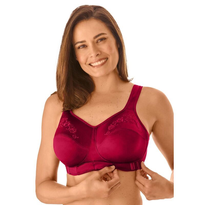 コンフォート チョイス レディース アンダーウェア ブラジャー プラスサイズ 刺繍 Comfort Choice Womens Plusize Thembroidered Custom Fit Bra Pomegranate