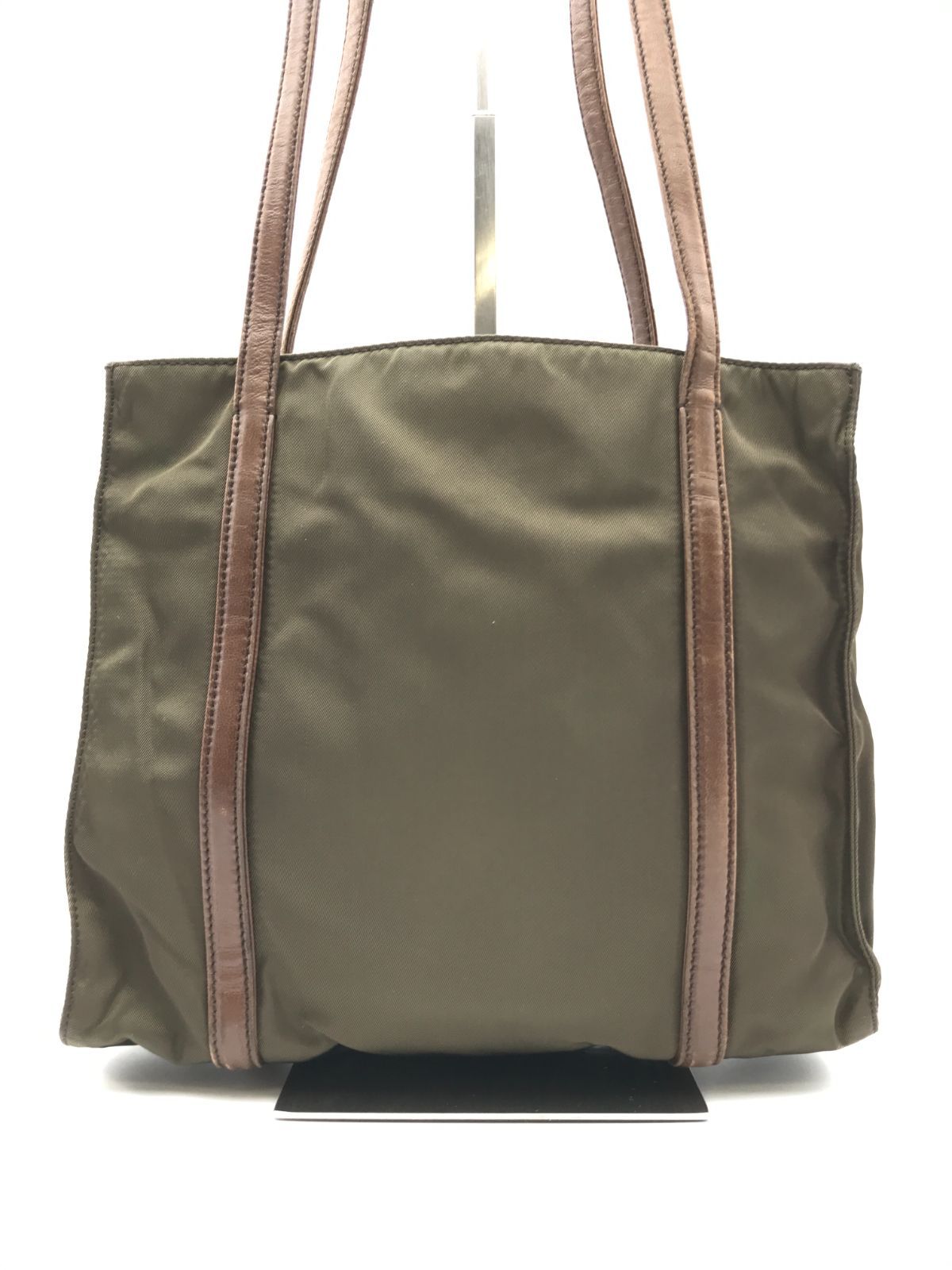 PRADA プラダ 筒型 ショルダーバッグ ナイロン カーキ PRADA プラダ ショルダーバッグ ミニ テスートナイロン 三角ロゴ