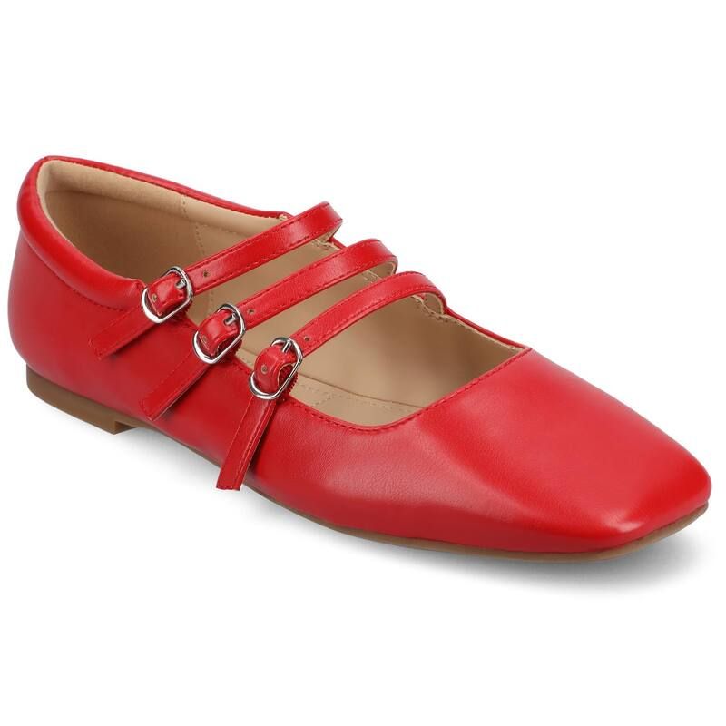 ジュルネ コレクション レディース シューズ サンダル Journee Collection Darlin Womens Tru Comfort Foamulti Strap Square Toe Flats Red レッド
