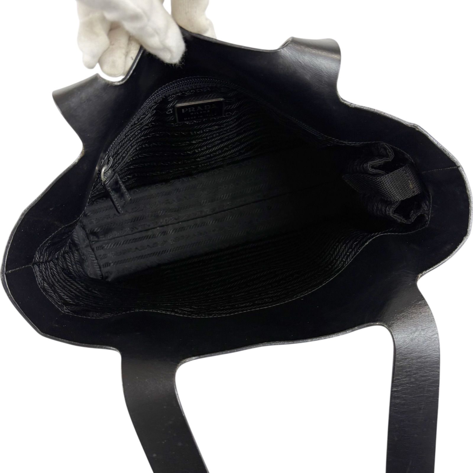 プラダ PRADA オールレザー ミニトートバッグ カーフレザー ブラック 
