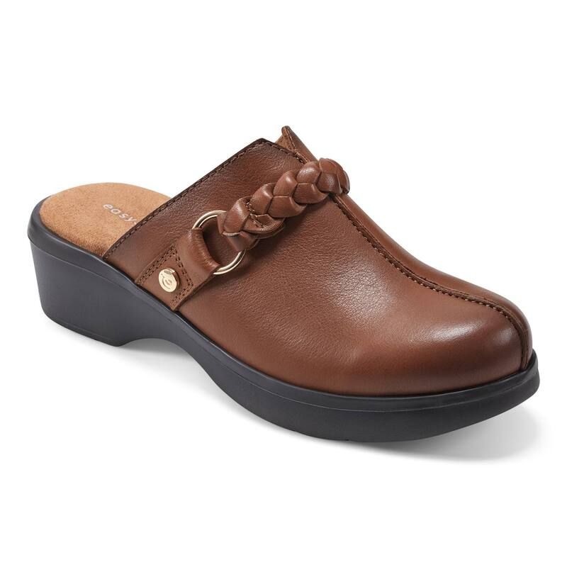 イージースピリット レディース シューズ サンダル レザー Easy Spirit Penelope Womens Braided Strap Leather Clogs Medium Brown Leather ブラウン