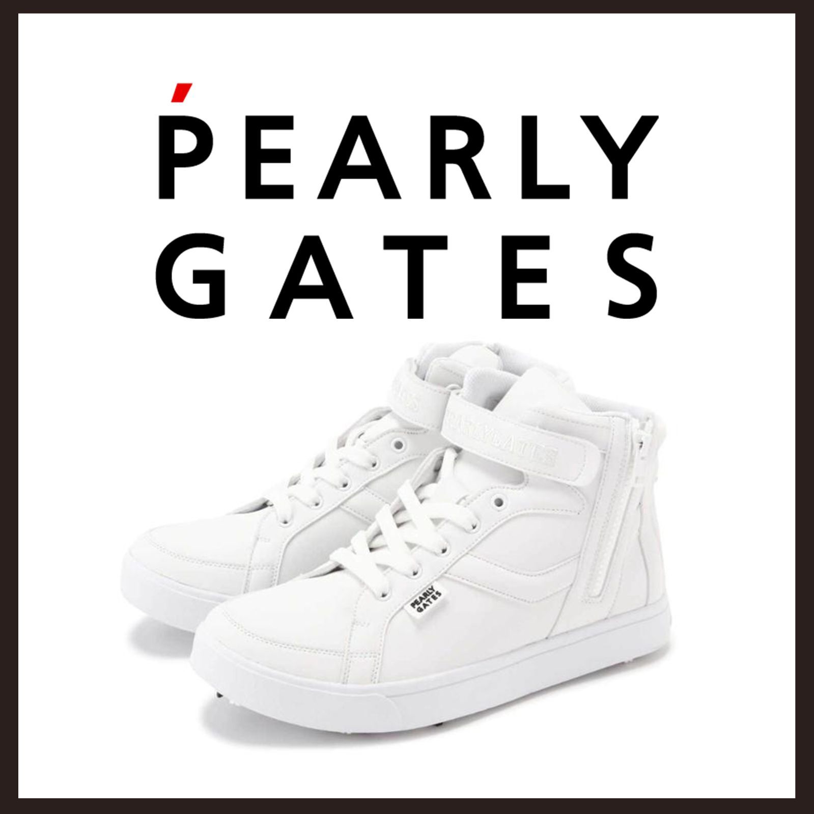 訳有 未使用 パーリーゲイツ ミドルカット ゴルフシューズ ホワイト26.5cm【PEARLY GATES】ミッドカットスパイク ハイカット
