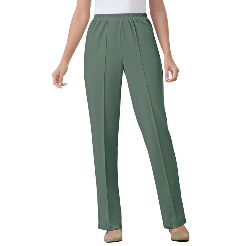 ウーマン ウィズイン レディース ボトムス カジュアルパンツ プラスサイズ トール ニット Woman Within Plusize Tall Knit HassleFree PullOn ElasticWaist Pants Pine