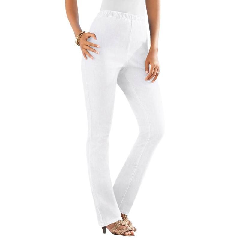 ロアマンズ レディース ボトムス デニムパンツ プラスサイズ プチ Roamans Womens Plusize Petite StraightLeg Comfort Stretch Jean White Denim ホワイト
