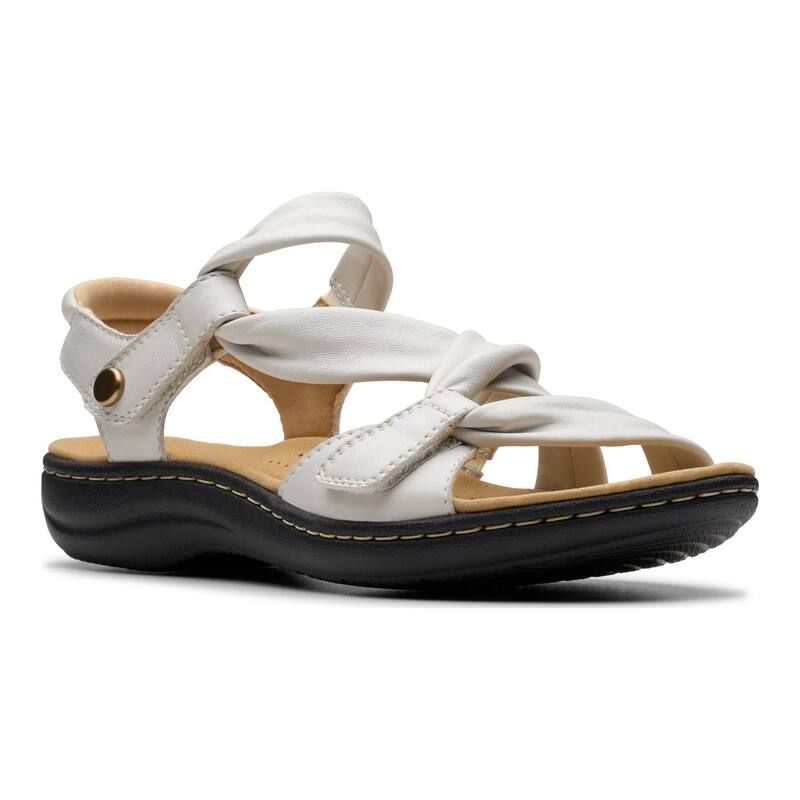 クラークス レディース シューズ サンダル レザー Clarks Laurieann Bell Womens Leather Slide Sandals Off White Leather オフホワイト
