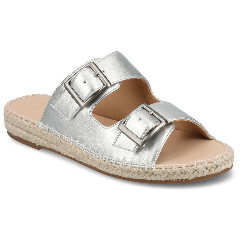ジャーニー レディース シューズ サンダル Journee Womens Tresah Double Strap Espadrille Sandalsilver シルバー