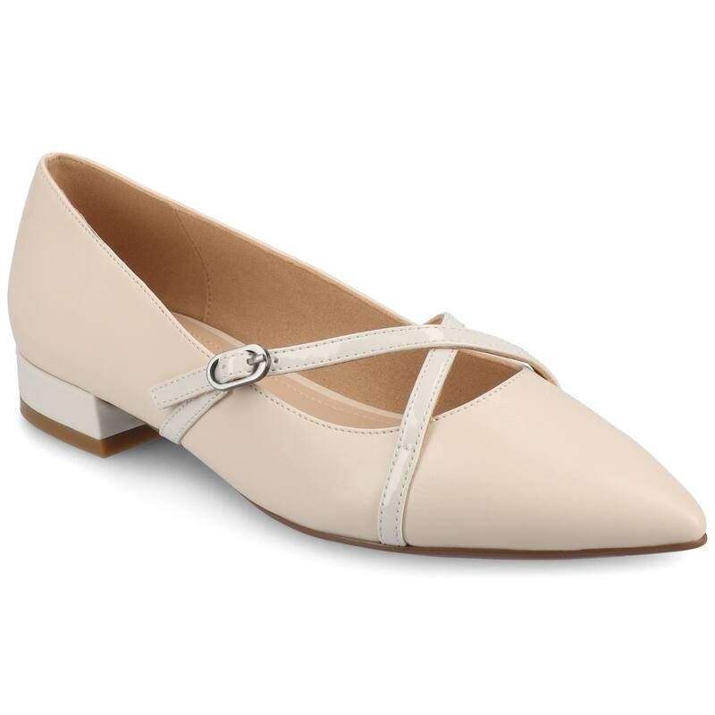 ジュルネ コレクション レディース シューズ サンダル ヒール Journee Collection Camby Pointed Toe Covered Block Heel Womens Dress Flats Bone