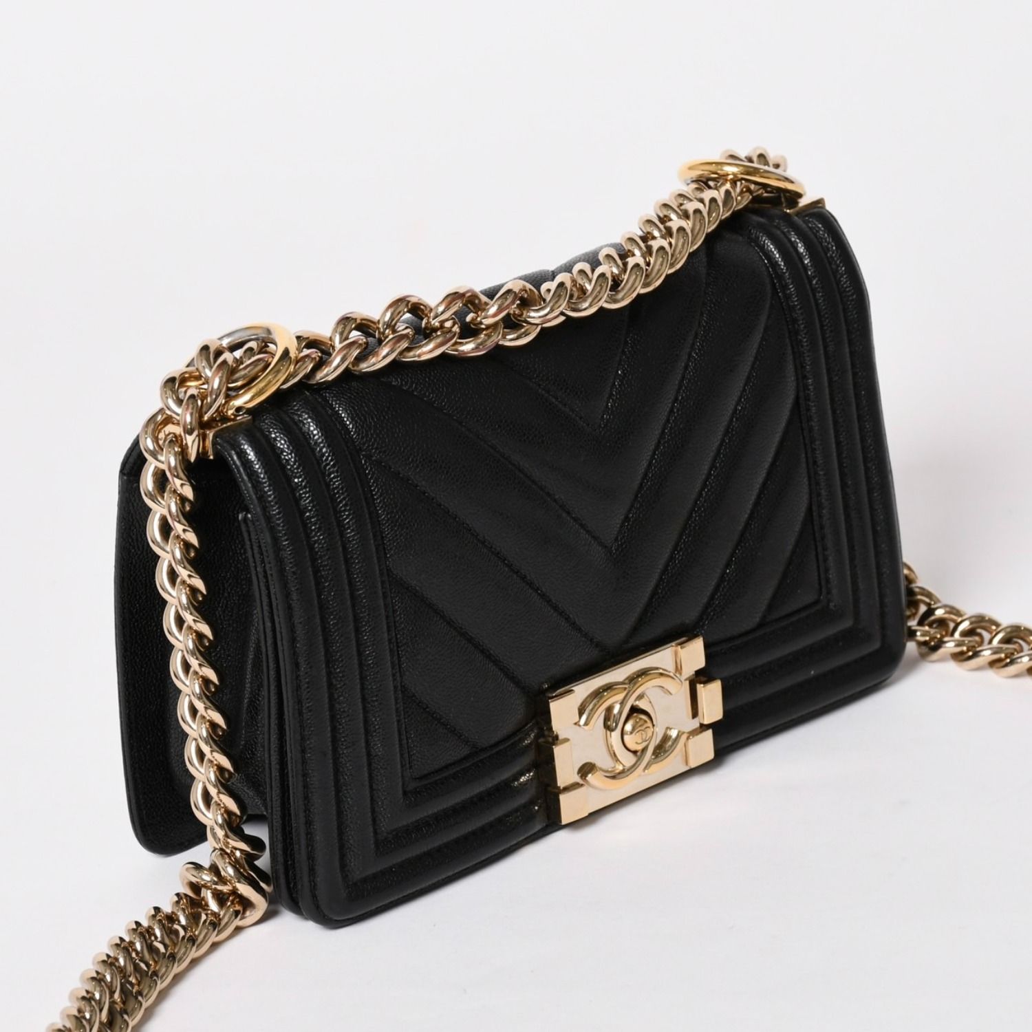 極美品 CHANEL シャネル ボーイシャネル チェーンショルダーバッグ V字