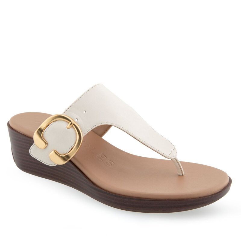 エアロソールズ レディース シューズ サンダル Aerosoles Izola Womens Wedge Sandals Eggnog Pu Leather