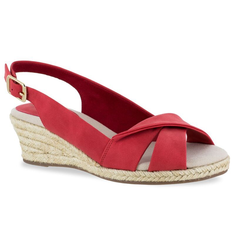 イージーストリート レディース シューズ サンダル Easy Street Maureen Womens Espadrille Wedge Sandals Red レッド