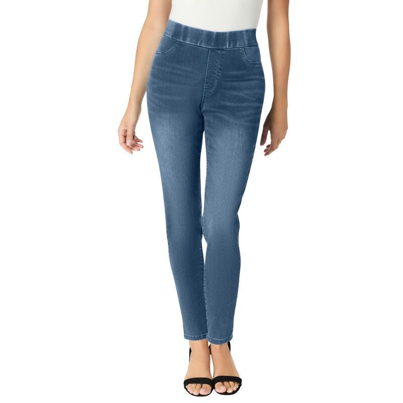 ロアマンズ レディース ボトムス デニムパンツ ストレート プラスサイズ Roamans Womens Plusize 360 Stretch Straight Leg Jean Medium Stonewash
