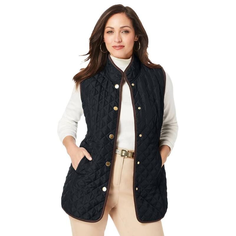 ジェシカロンドン レディース アウター ジャケット・ブルゾン プラスサイズ キルティング ベスト Jessica London Womens Plusize Quilted Vest Black ブラック