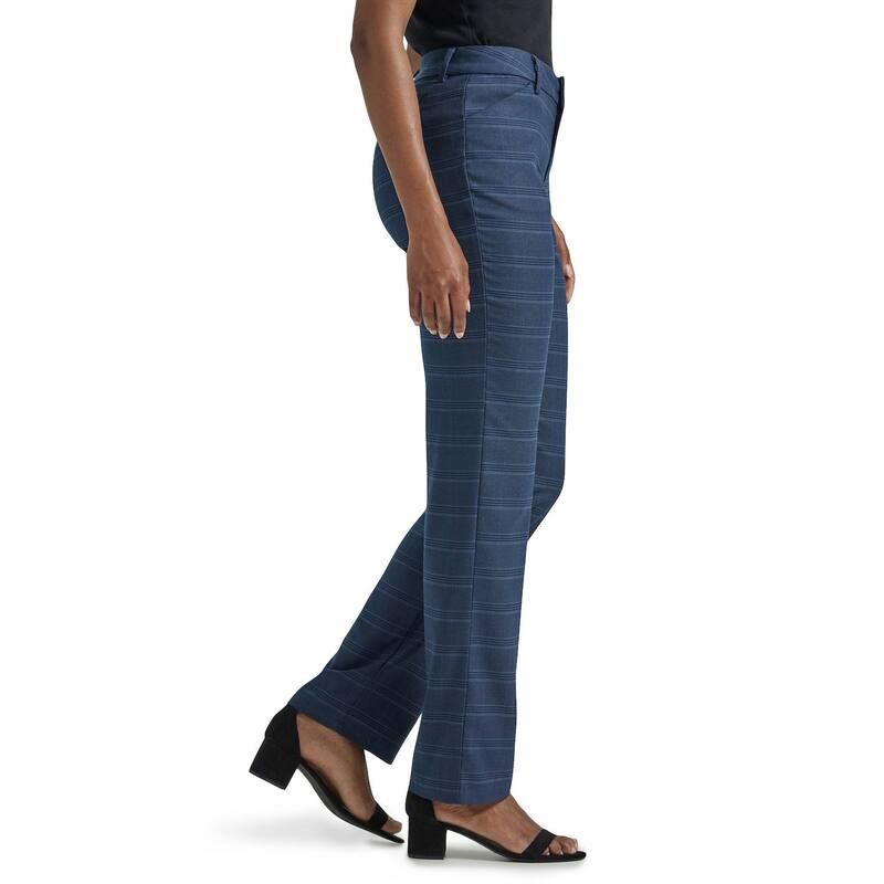 リー レディース ボトムス カジュアルパンツ リラックスフィット Womens LeeR WrinkleFree Relaxed Fit StraightLeg Pants Black White Plaid ホワイト
