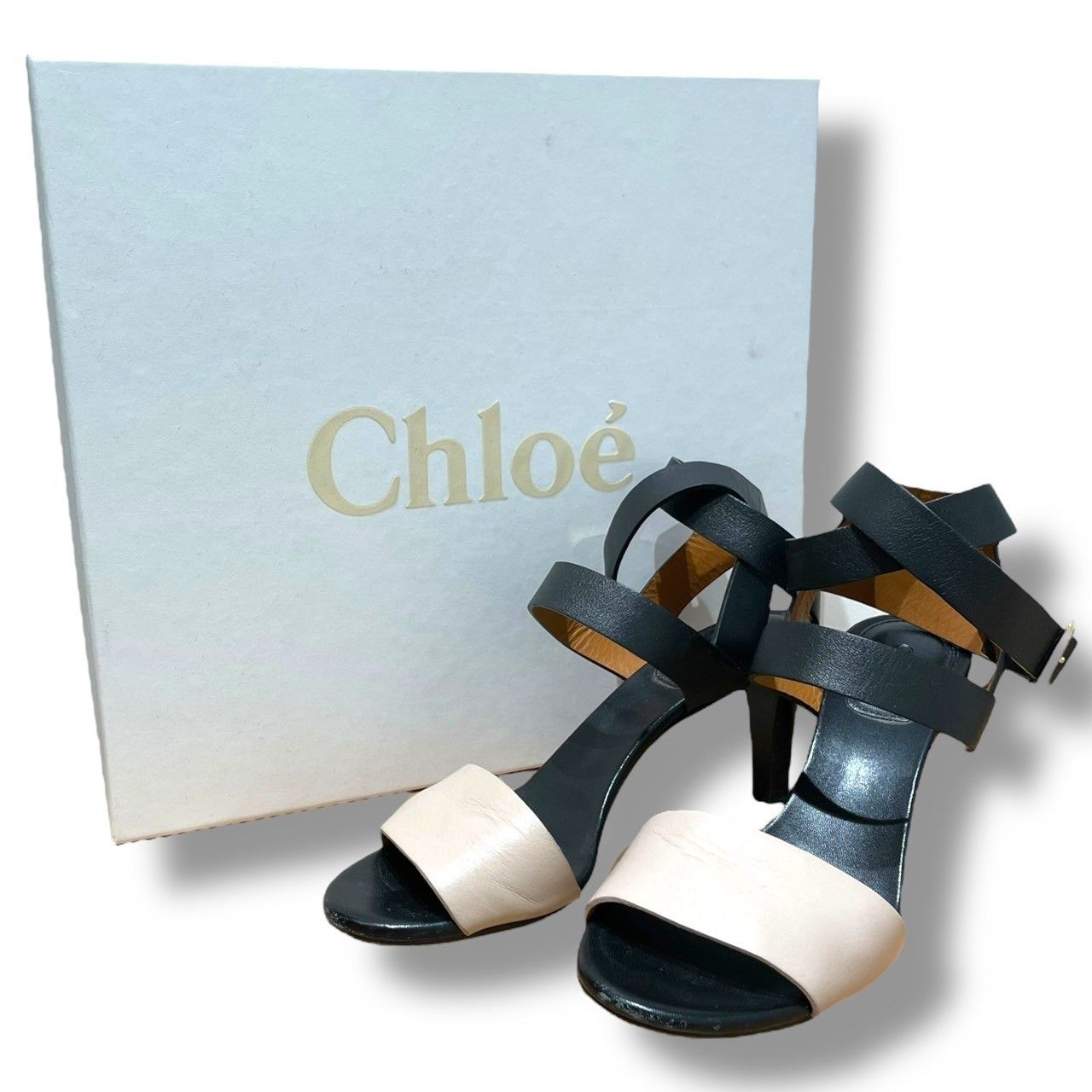 Chloe (クロエ) レザーサンダル CH24143 ブラック×ブラウン 35 1/2