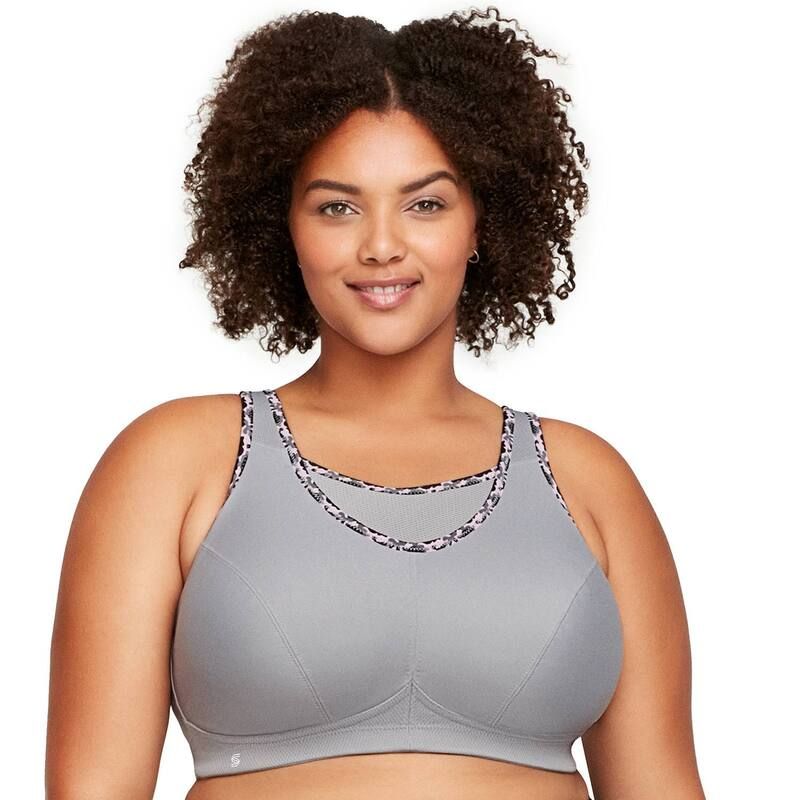 グラマライズ レディース アンダーウェア ブラジャー プラスサイズ Plusize Glamorise FullFigure NoBounce Camisole Wirelessports Bra 1066 Silver シルバー