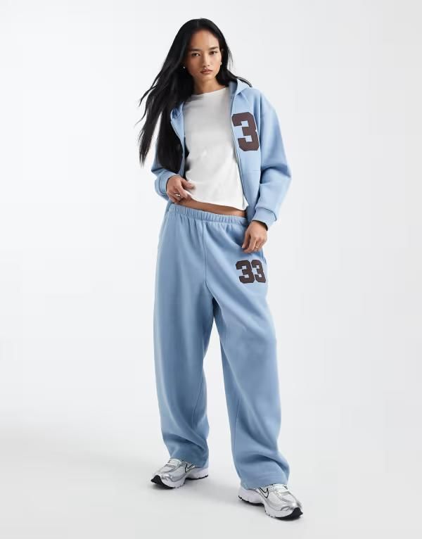 コルージョン レディース ボトムス カジュアルパンツ スウェットパンツ COLLUSIONumber sweatpants part of a set Steel Blue ブルー
