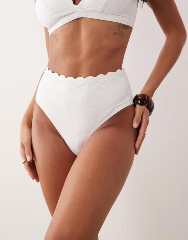 ピークボー レディース 水着 ボトムスのみ ハイウエスト Peek Beau high waist bikini bottom broderie White ホワイト
