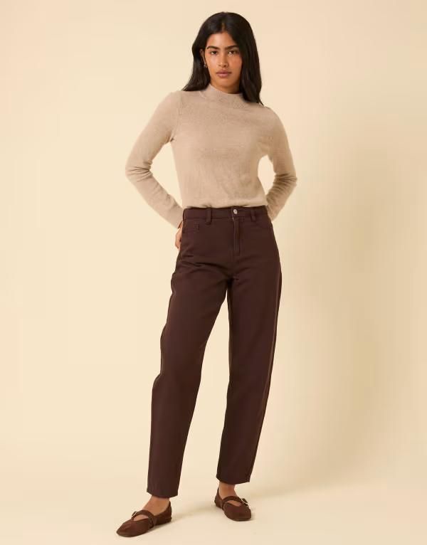 ノーバディーズ チャイルド レディース ボトムス デニムパンツ ジーンズ Nobodys Child Putney high rise barreleg jeans BROWN ブラウン