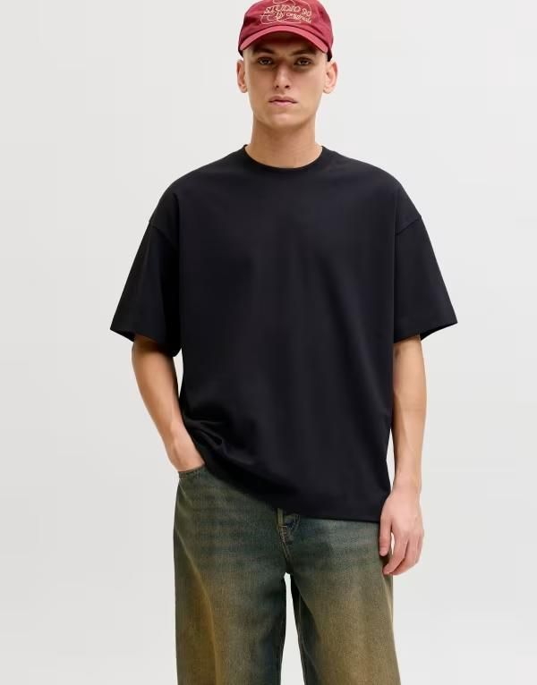 ジャック アンド ジョーンズ メンズ トップス Tシャツ Jack Jones oversized breathable Tshirt Black ブラック