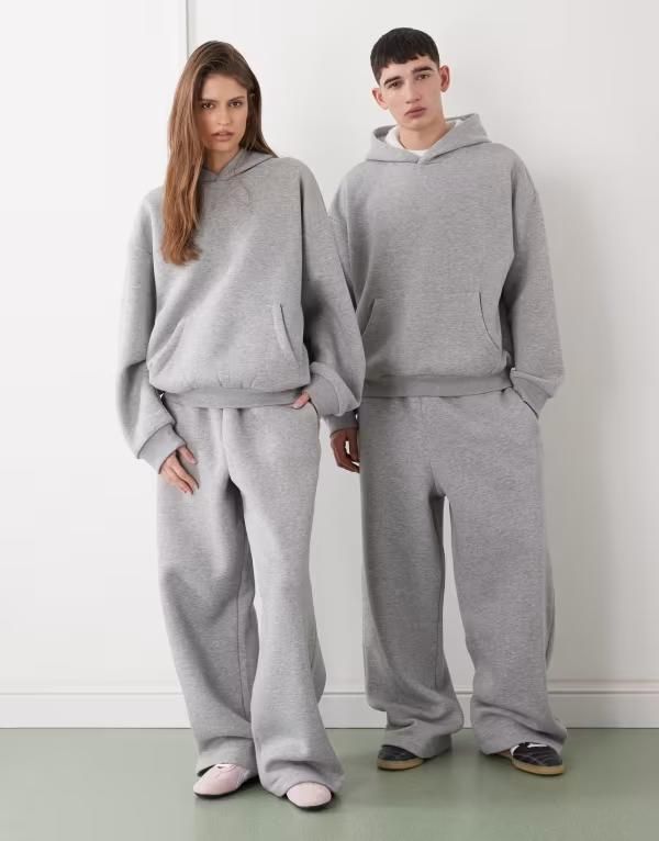 リクレイム ヴィンテージ レディース ボトムス カジュアルパンツ ワイドレッグ スウェットパンツ Reclaimed Vintage unisex heavyweight wide leg sweatpants heather Gray グレー
