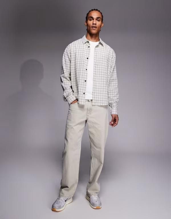 リバーアイランド メンズ ボトムス デニムパンツ ジーンズ River Island loose fit jeans in light stoneUTRAL ストーン