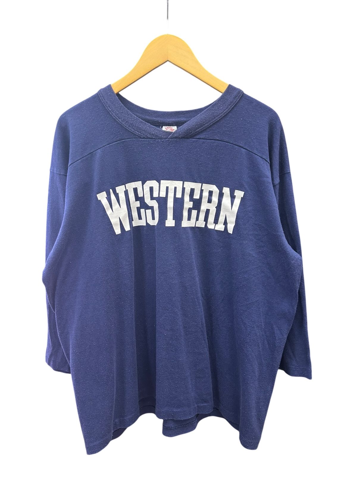M.WOLF ＆ SONS USA製 古着 90s 80s WESTERN フットボールTシャツ 七分