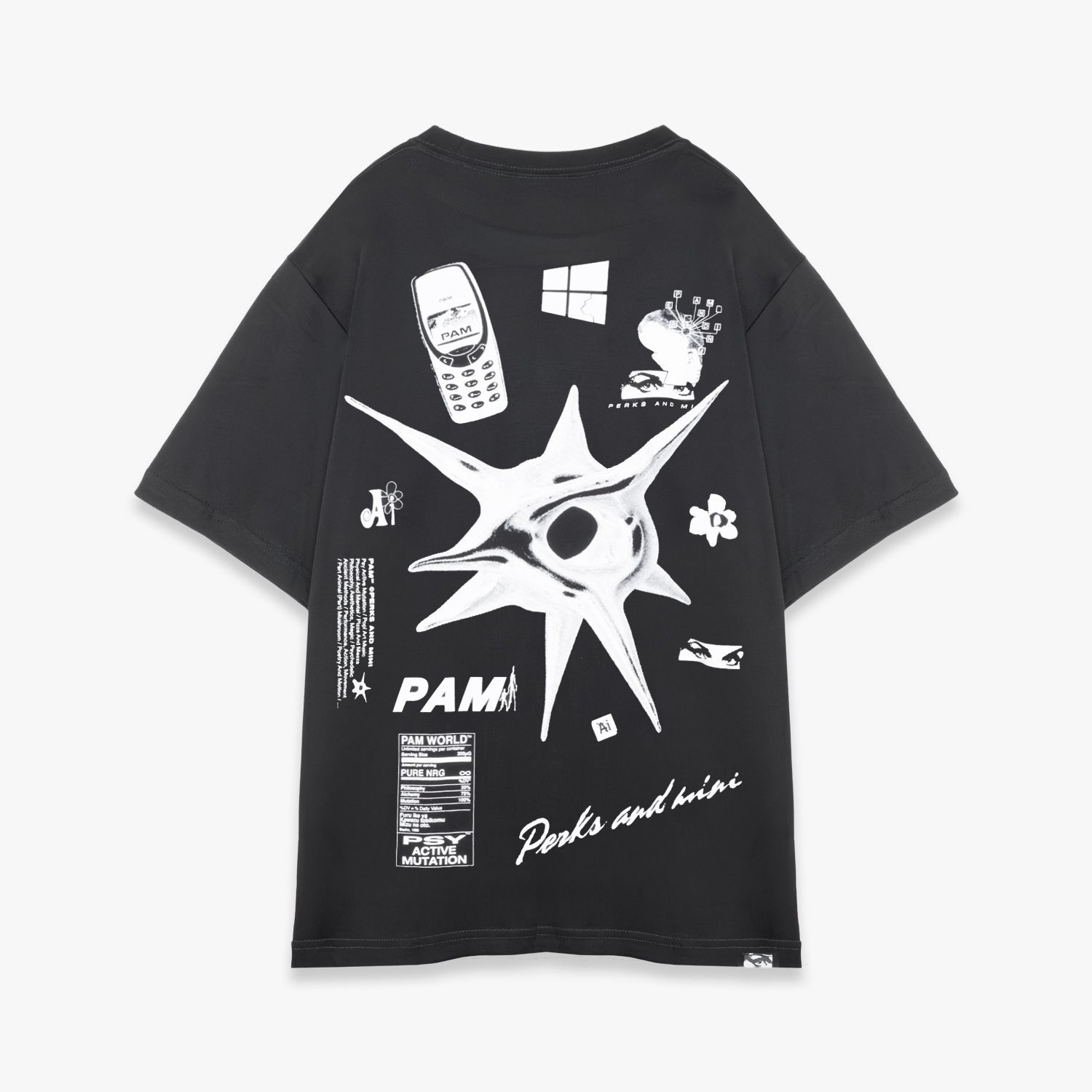 P.A.M. / PERKS AND MINI | SS TEE - MONTAGE (BLACK) PAM パム Tシャツ カットソー ロゴ グラフィック プリント トップス メンズ ブラック