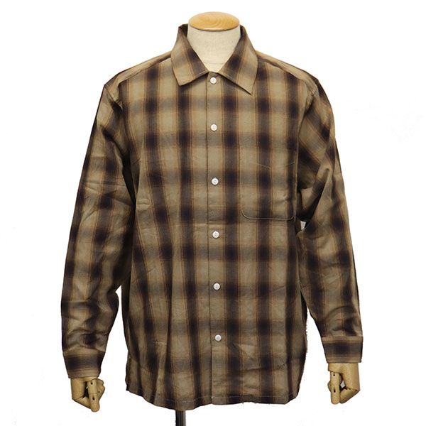 FIVE BROTHER (ファイブブラザー) 152610 LIGHT OMBRE SHIRTS ライトオンブレシャツ 長袖 ブラウンxネイビー L