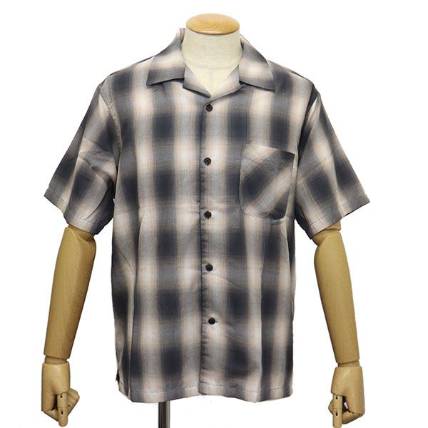 FIVE BROTHER (ファイブブラザー) 152630 LIGHT OMBRE ONE-OP SHIRTS ライトオンブレワンナップシャツ 半袖 ブラックxライトピンク XL