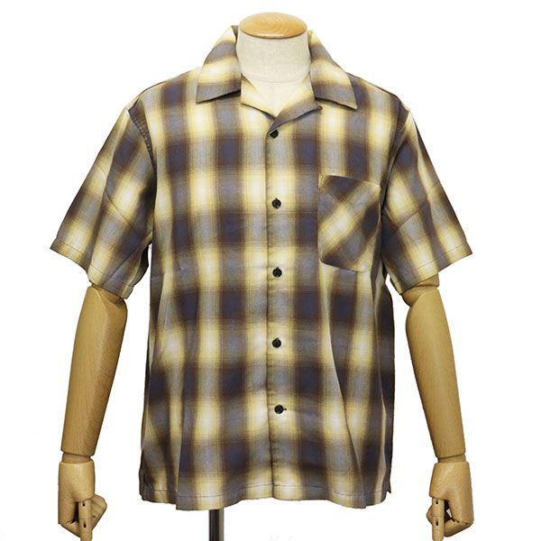FIVE BROTHER (ファイブブラザー) 152630 LIGHT OMBRE ONE-OP SHIRTS ライトオンブレワンナップシャツ 半袖 ブラックxイエロー XL