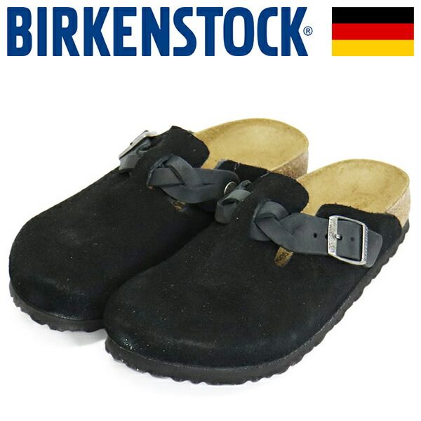BIRKENSTOCK (ビルケンシュトック) 1030497 BOSTON BRAIDED ボストン ブレイデッド スエードレザーサンダル BLACK ナロー BI570 ナロー 39-約25.0cm